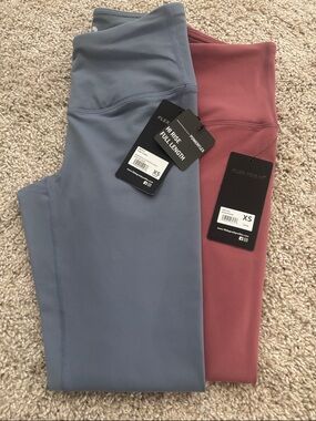 90 Degree By Reflex High Rise Full Length Leggings in Dusty Blue and Mauve